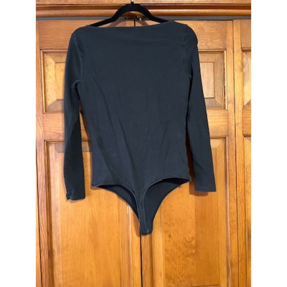 Abercrombie & Fitch Women's Long Sleeve Bodysuit Black Scoop Neck Top Size L - Picture 10 of 11